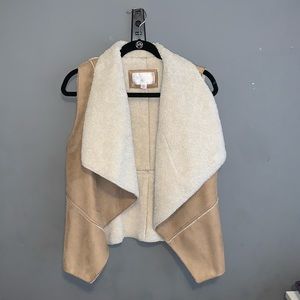 Tan Faux Sheep Wool Fur Vest